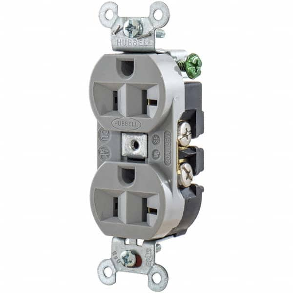 Hubbell Wiring Device-Kellems - 125V 20A NEMA 5-20R Industrial Grade Gray Straight Blade Duplex Receptacle - Best Tool & Supply