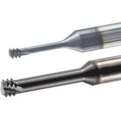 Iscar - #1-64, #2-64 UNC, UNF, 0.055" Cutting Diam, 3 Flute, Solid Carbide Helical Flute Thread Mill - Internal Thread, 0.15" LOC, 2-1/2" OAL, 1/4" Shank Diam - Best Tool & Supply