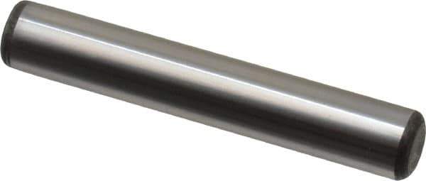 Made in USA - 3/8" Diam x 2-1/4" Pin Length Grade 8 Alloy Steel Standard Dowel Pin - Bright Finish, C 47-58 & C 60 (Surface) Hardness, 16,550 Lb (Single Shear), 33,100 Lb (Double Shear) Breaking Strength, 1 Beveled & 1 Rounded End - Best Tool & Supply