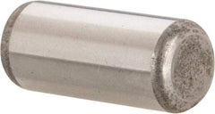 Made in USA - 7/16" Diam x 1" Pin Length Grade 8 Alloy Steel Standard Dowel Pin - Bright Finish, C 47-58 & C 60 (Surface) Hardness, 22,550 Lb (Single Shear), 45,100 Lb (Double Shear) Breaking Strength, 1 Beveled & 1 Rounded End - Best Tool & Supply