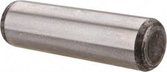 Made in USA - 7/16" Diam x 1-1/2" Pin Length Grade 8 Alloy Steel Standard Dowel Pin - Bright Finish, C 47-58 & C 60 (Surface) Hardness, 22,550 Lb (Single Shear), 45,100 Lb (Double Shear) Breaking Strength, 1 Beveled & 1 Rounded End - Best Tool & Supply