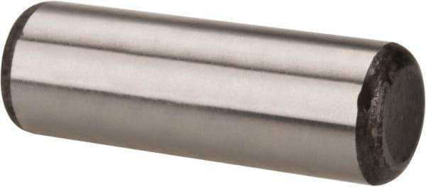 Made in USA - 1/2" Diam x 1-1/2" Pin Length Grade 8 Alloy Steel Standard Dowel Pin - Bright Finish, C 47-58 & C 60 (Surface) Hardness, 29,450 Lb (Single Shear), 58,900 Lb (Double Shear) Breaking Strength, 1 Beveled & 1 Rounded End - Best Tool & Supply