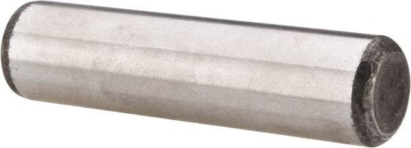 Made in USA - 5/8" Diam x 2-1/2" Pin Length Grade 8 Alloy Steel Standard Dowel Pin - Bright Finish, C 47-58 & C 60 (Surface) Hardness, 46,000 Lb (Single Shear), 92,000 Lb (Double Shear) Breaking Strength, 1 Beveled & 1 Rounded End - Best Tool & Supply