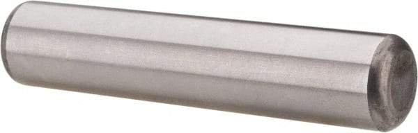 Made in USA - 5/8" Diam x 3" Pin Length Grade 8 Alloy Steel Standard Dowel Pin - Bright Finish, C 47-58 & C 60 (Surface) Hardness, 46,000 Lb (Single Shear), 92,000 Lb (Double Shear) Breaking Strength, 1 Beveled & 1 Rounded End - Best Tool & Supply