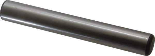 Made in USA - 5/8" Diam x 4-1/2" Pin Length Grade 8 Alloy Steel Standard Dowel Pin - Bright Finish, C 47-58 & C 60 (Surface) Hardness, 46,000 Lb (Single Shear), 92,000 Lb (Double Shear) Breaking Strength, 1 Beveled & 1 Rounded End - Best Tool & Supply