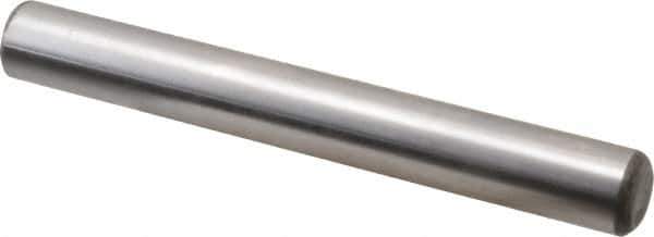 Made in USA - 5/8" Diam x 5" Pin Length Grade 8 Alloy Steel Standard Dowel Pin - Bright Finish, C 47-58 & C 60 (Surface) Hardness, 46,000 Lb (Single Shear), 92,000 Lb (Double Shear) Breaking Strength, 1 Beveled & 1 Rounded End - Best Tool & Supply