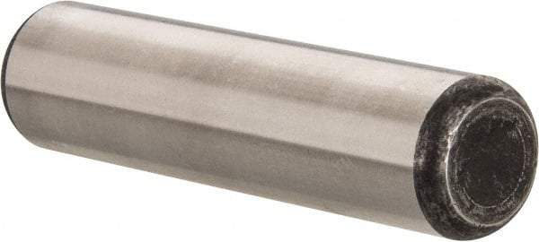 Made in USA - 3/4" Diam x 3" Pin Length Grade 8 Alloy Steel Standard Dowel Pin - Bright Finish, C 47-58 & C 60 (Surface) Hardness, 132,400 Lb (Double Shear), 66,200 Lb (Single Shear) Breaking Strength, 1 Beveled & 1 Rounded End - Best Tool & Supply