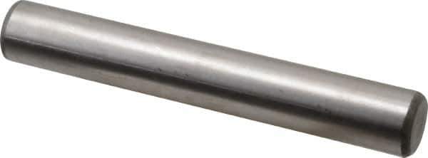 Made in USA - 3/4" Diam x 5" Pin Length Grade 8 Alloy Steel Standard Dowel Pin - Bright Finish, C 47-58 & C 60 (Surface) Hardness, 132,400 Lb (Double Shear), 66,200 Lb (Single Shear) Breaking Strength, 1 Beveled & 1 Rounded End - Best Tool & Supply