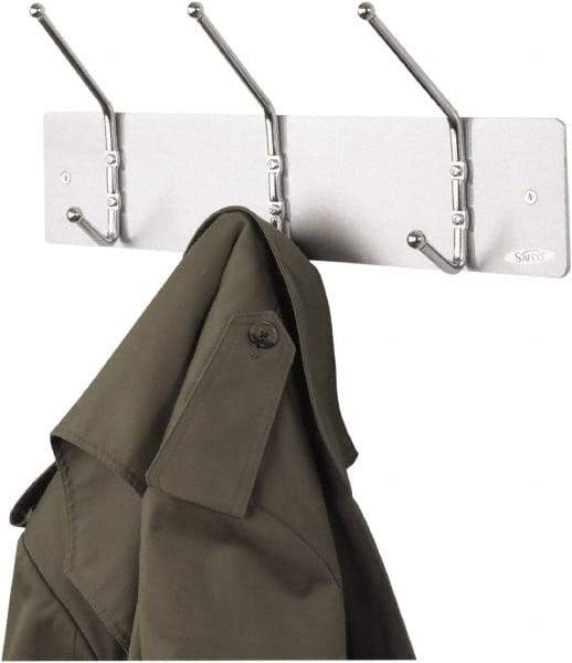 Safco - 3 Hooks, 18" Long x 3-3/4" Deep, Metal Wall/Door Hat/Coat Hook - 7" High - Best Tool & Supply