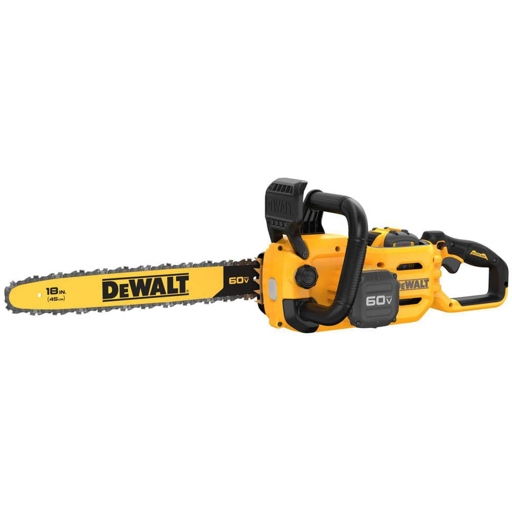 Chainsaws; Type of Power: Battery; Voltage: 60 V; Bar Length: 18 in; Chain Oil Dispenser Type: Automatic; Includes: (1) Tensioning Tool; (1) DCB115 Charger; (1) Bar Sheath; (1) DCCS672 Chainsaw; (1) DCB609 DEWALT ™ FLEXVOLT ™ Battery; Number of Batteries