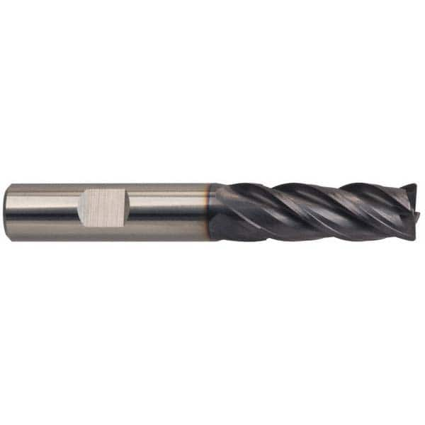 Square End Mill: 0.315'' Dia, 0.945'' LOC, 4 Flutes, Solid Carbide Single End, FIREX Finish, Spiral Flute, Variable Helix, Centercutting, RH Cut, RH Flute, Series 3871