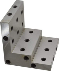 SPI - 4" Wide x 4" Deep x 4" High Steel Precision-Ground Angle Plate - Stepped Plate, Machined Holes on Surface, Open End - Best Tool & Supply