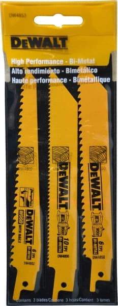 DeWALT - 3 Piece, Bi-Metal Reciprocating Saw Blade Set - Straight and Tapered Profile, 6 to 10 Teeth per Inch, Angled Tip - Best Tool & Supply