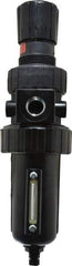 Parker - 1/2" NPT Port Standard 1 Piece Filter/Regulator FRL Unit - Metal Bowl, 90 SCFM, 250 Max psi, 11.76" High, Manual Drain - Best Tool & Supply