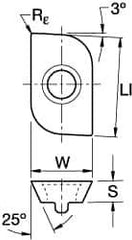 Kennametal - LFEW2528 LN Grade KC510M Carbide Milling Insert - TiAlN Finish, 0.1299" Thick, 3.2mm Corner Radius - Best Tool & Supply