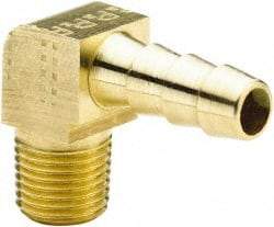 Parker - 1/8 NPTF Thread Hose Barb x Male NPT 90° Elbow - 3/8" ID Hose, Brass - Best Tool & Supply