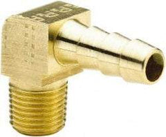 Parker - 1/4 NPTF Thread Hose Barb x Male NPT 90° Elbow - 1/4" ID Hose, Brass - Best Tool & Supply