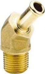 Parker - 1/4 NPT Thread Hose Barb x Male NPT 45° Elbow - 3/8" ID Hose x 0.45" OD Hose, Brass - Best Tool & Supply