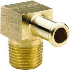 Parker - 1/4 NPT Thread Hose Barb x Male NPT 90° Elbow - 5/8" ID Hose, Brass - Best Tool & Supply