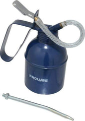 PRO-LUBE - 300 mL Capcity, 6" Long Flexible Spout, Lever-Type Oiler - Brass Pump, Steel Body, Powder Coated - Best Tool & Supply