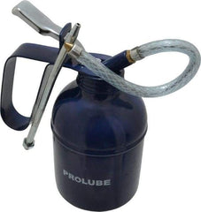 PRO-LUBE - 400 mL Capcity, 7" Long Flexible Spout, Lever-Type Oiler - Brass Pump, Steel Body, Powder Coated - Best Tool & Supply