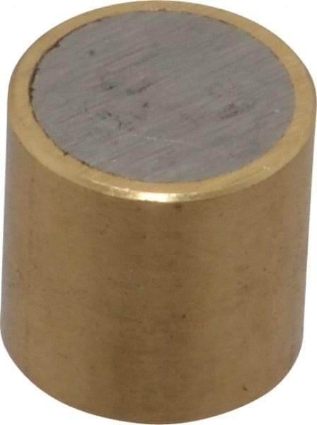 Mag-Mate - 3/8" Diam x 3/8" High, 0.1 Lb Average & 0.2 Lb Max Pull Force, Brass Alnico Shielded Magnet - 800°F Max Operating Temp, 0.032" Wall Thickness - Best Tool & Supply