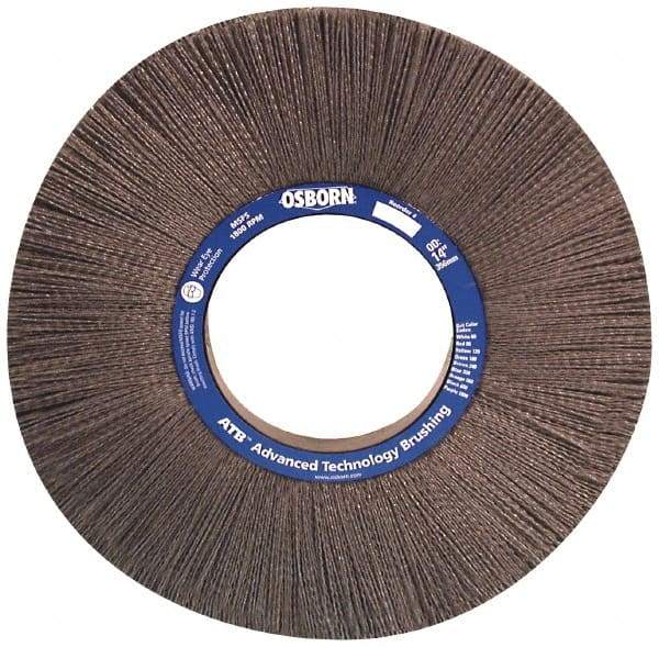 Osborn - 12" OD, 4-1/4" Arbor Hole, Crimped Nylon Wheel Brush - 1" Face Width, 3" Trim Length, 0.022" Filament Diam, 1,800 RPM - Best Tool & Supply