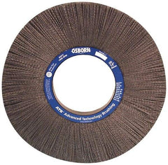 Osborn - 12" OD, 4-1/4" Arbor Hole, Crimped Nylon Wheel Brush - 1" Face Width, 3" Trim Length, 0.022" Filament Diam, 1,800 RPM - Best Tool & Supply