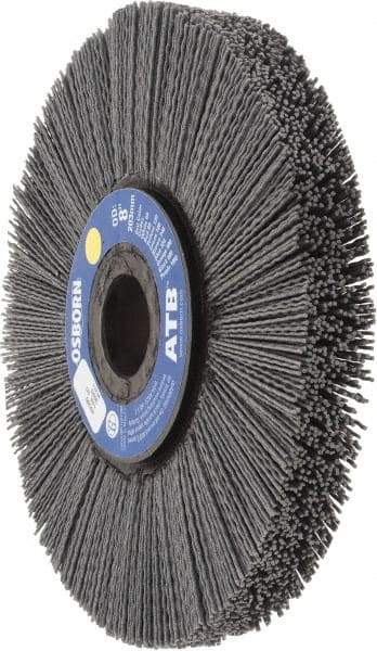 Osborn - 8" OD, 1-1/4" Arbor Hole, Crimped Nylon Wheel Brush - 1" Face Width, 2-1/4" Trim Length, 0.04" Filament Diam, 3,600 RPM - Best Tool & Supply