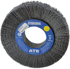 Osborn - 6" OD, 2" Arbor Hole, Crimped Nylon Wheel Brush - 1" Face Width, 1-1/4" Trim Length, 0.028" Filament Diam, 3,600 RPM - Best Tool & Supply