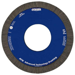 Osborn - 8" OD, 2" Arbor Hole, Crimped Nylon Wheel Brush - 1" Face Width, 1-1/4" Trim Length, 0.028" Filament Diam, 3,600 RPM - Best Tool & Supply