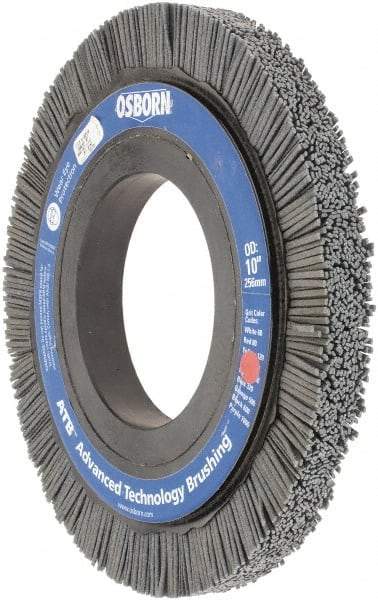 Osborn - 10" OD, 4-1/4" Arbor Hole, Crimped Nylon Wheel Brush - 1" Face Width, 1-1/4" Trim Length, 3,600 RPM - Best Tool & Supply