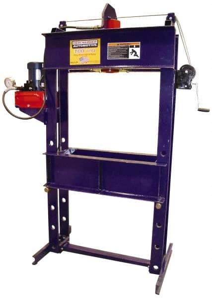 Omega Lift Equipment - 100 Ton Hydraulic Shop Press - 10 Inch Stroke, 1 HP, Single Phase - Best Tool & Supply