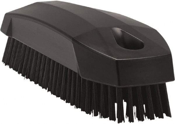 Vikan - 0.7" Bristle Length, Polyester Scrub Brush - 1-1/2" Wide Head, 4-1/2" OAL, Black, Polypropylene Block - Best Tool & Supply