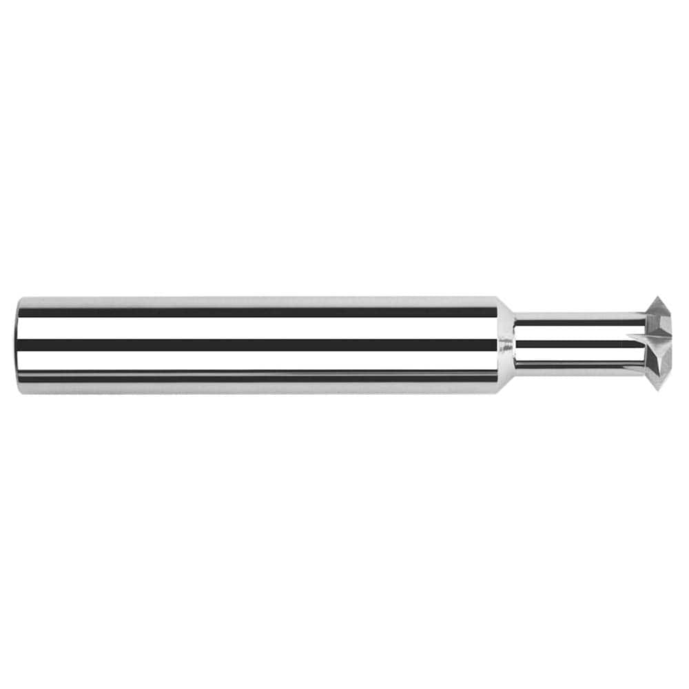 Harvey Tool - 3/32° 3/32" Cut Diam, 0.012" Cut Width, 1/8" Shank, Solid Carbide Double-Angle Cutter - Exact Industrial Supply