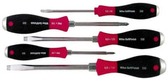 Wiha - 5 Piece Phillips & Slotted Screwdriver Set - Round Shank, Ergonomic Handle - Best Tool & Supply