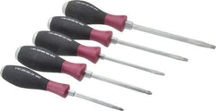 Wiha - 5 Piece Phillips & Slotted Screwdriver Set - Round Shank, Ergonomic Handle, Blade Sizes: Length 80, 100, 125 & 150, Bit Sizes: Philips #1 & #2 - Best Tool & Supply