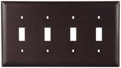 Pass & Seymour - 4 Gang, 4-1/2 Inch Long x 8-3/8 Inch Wide, Standard Switch Plate - Toggle Switch, Brown, Nylon - Best Tool & Supply