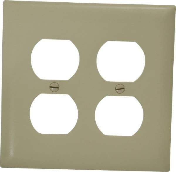 Pass & Seymour - 2 Gang, 4-11/16 Inch Long x 2-15/16 Inch Wide, Standard Outlet Wall Plate - Duplex Outlet, Ivory, Nylon - Best Tool & Supply