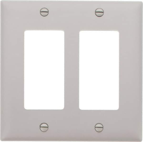 Pass & Seymour - 2 Gang, 4-3/4 Inch Long x 4-11/16 Inch Wide, Standard Switch Plate - Decorator Switch, Gray, Nylon - Best Tool & Supply