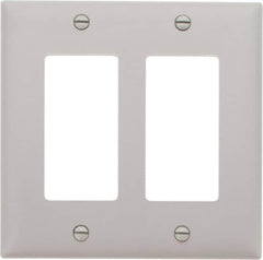 Pass & Seymour - 2 Gang, 4-3/4 Inch Long x 4-11/16 Inch Wide, Standard Switch Plate - Decorator Switch, Gray, Nylon - Best Tool & Supply