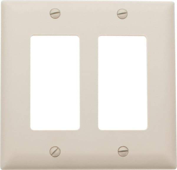 Pass & Seymour - 2 Gang, 4-3/4 Inch Long x 4-11/16 Inch Wide, Standard Switch Plate - Decorator Switch, Light Almond, Nylon - Best Tool & Supply