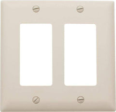 Pass & Seymour - 2 Gang, 4-3/4 Inch Long x 4-11/16 Inch Wide, Standard Switch Plate - Decorator Switch, Light Almond, Nylon - Best Tool & Supply