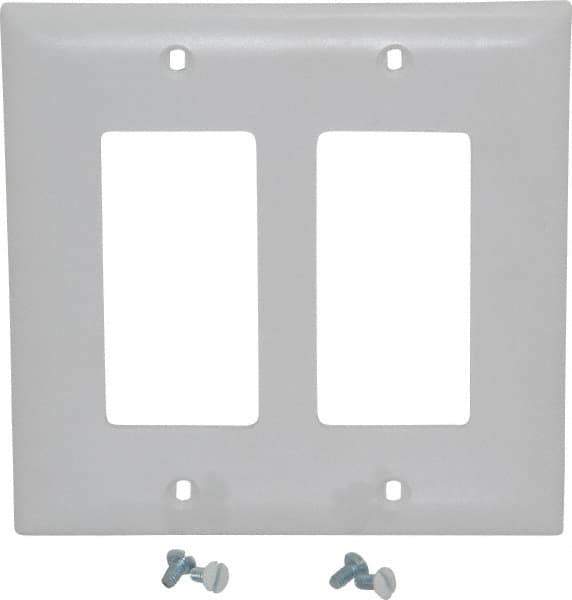 Pass & Seymour - 2 Gang, 4-3/4 Inch Long x 4-11/16 Inch Wide, Standard Switch Plate - Decorator Switch, White, Nylon - Best Tool & Supply