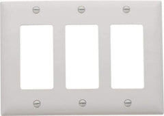 Pass & Seymour - 3 Gang, 4-1/2 Inch Long x 6.563 Inch Wide, Standard Switch Plate - Decorator Switch, White, Nylon - Best Tool & Supply