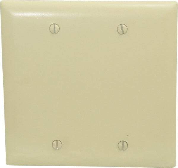 Pass & Seymour - 2 Gang, 4-3/4 Inch Long x 4-11/16 Inch Wide, Standard Blank Wall Plate - Blank, Ivory, Nylon - Best Tool & Supply