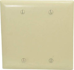 Pass & Seymour - 2 Gang, 4-3/4 Inch Long x 4-11/16 Inch Wide, Standard Blank Wall Plate - Blank, Ivory, Nylon - Best Tool & Supply