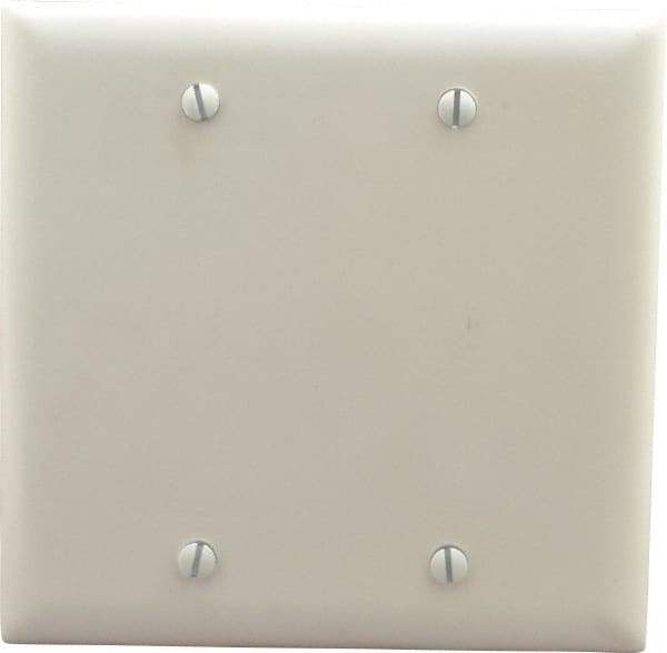 Pass & Seymour - 2 Gang, 4-3/4 Inch Long x 4-11/16 Inch Wide, Standard Blank Wall Plate - Blank, White, Nylon - Best Tool & Supply