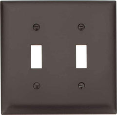 Pass & Seymour - 2 Gang, 4-3/4 Inch Long x 4-11/16 Inch Wide, Standard Switch Plate - Toggle Switch, Brown, Nylon - Best Tool & Supply