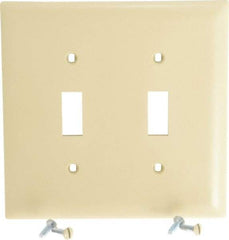 Pass & Seymour - 2 Gang, 4-3/4 Inch Long x 4-11/16 Inch Wide, Standard Switch Plate - Toggle Switch, Ivory, Nylon - Best Tool & Supply